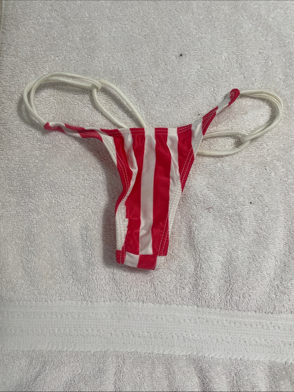 Red and White Striped Bikini Bottom